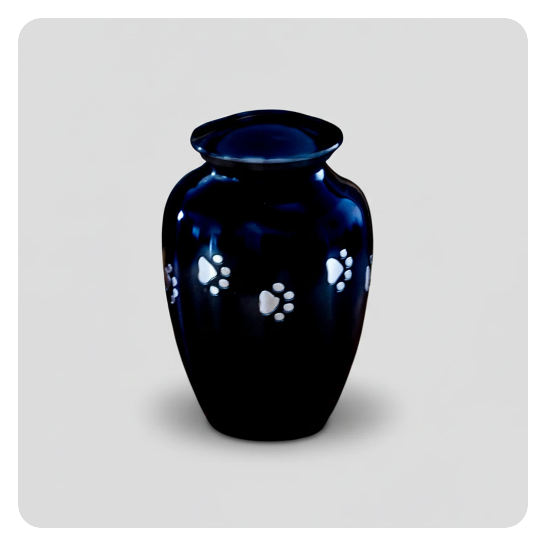 Classic urn - Black with silver pawprints